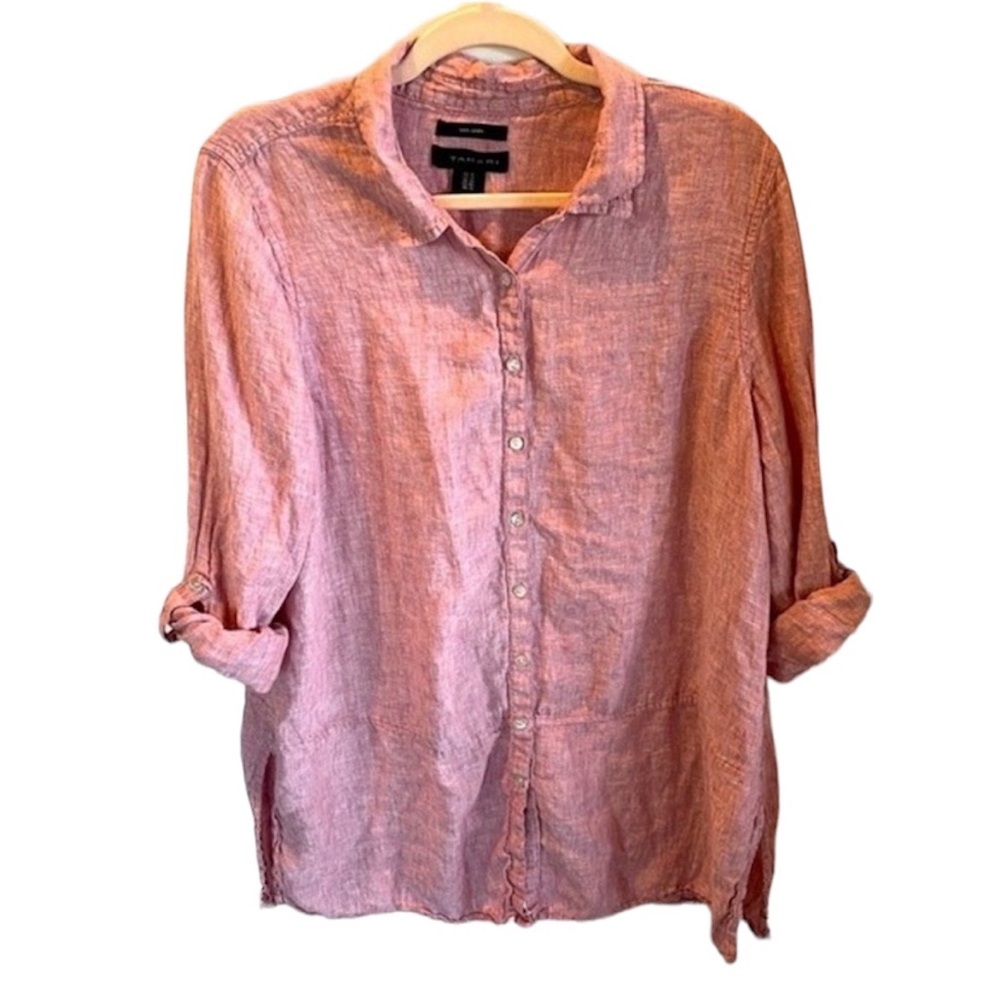 Eileen Fisher Pink Linen Button-Down Shirt